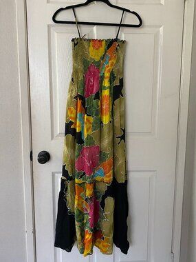 Indah | Hibiscus Print Multicolor 100% Cotton Smocked Dress